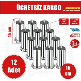 Resim Ademkocplastik 15 Cm Baza Koltuk Kanepe Ayağı Civatalı M8-İnce Diş-12 Adet 
