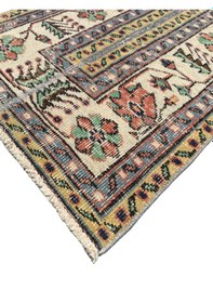 Resim El Dokuma Eskitme Halı 63x306 Renkli Vintage Yolluk Renkli 