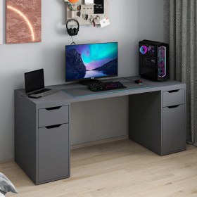 Resim Alen 180 cm 2 Çekmeceli 2 Dolaplı Çalışma & Oyuncu Masası - Antrasit 