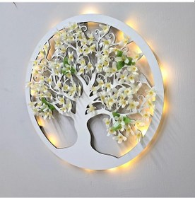 Resim Led Işıklı Ve Beyaz Sakura Hayat Ağacı Tablo 40cm - Beyaz 