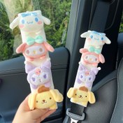 Resim SANRIO Sevimli Karikatür Köpek Araba Koltuk Kemeri Kılıfı - Evrensel Uygunluk için Yumuşak Polyester Omuz Koruyucu, Sevimli Köpek Tasarımı ile Dekoratif Koltuk Yastığı Aksesuarı, Köpek Koltuk Kemeri Kılıfı, Eğlenceli Tasarım, Rahat Uygunluk 