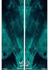 Resim Yeşil Lacivert Desenli Süet Oturma Odası, Salon Fon Perde Baskılı Ekstrafor Büzgü 2 Kanat Prd-1001 Çok Renkli 