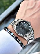 Resim Bentini Takvimli Taşlı Erkek Kol Saati – Çelik Kordon, Su Geçirmez, 2 Yıl Garantili, Hediye Bileklik 