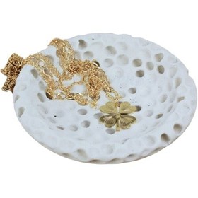 Resim Dekoratif Kase Takı Kutusu Yüzük Kolye Kutusu Mum Tabağı Takı Organizer Baloncuklu - Beyaz 