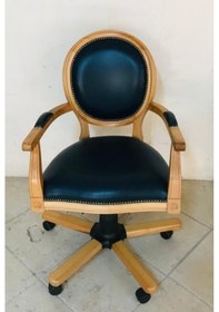 Resim Masifart_Mobilya Masifart Piero Ahşap Yuvarlak Ofis Çalışma Koltuğu Makam Koltuğu 