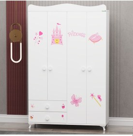 Resim Garaj Home Yıldız 4 Kapaklı 2 Çekmeceli Dolap - Prenses 