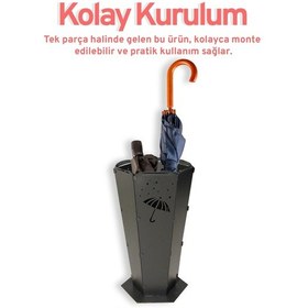 Resim Eve Tekstil Lüx Dış Ve İç Mekana Uygun Şemsiye Desenli Paslanmaz Şemsiyelik Siyah 