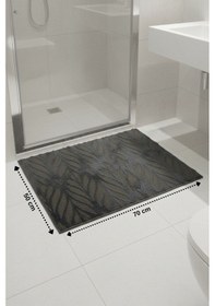 Resim Kaydırmaz Tabanlı Desenli Paspas Ayak Havlusu Su Emici Kaymaz Duş Paspası Antrasit 50x70 Cm Antrasit 