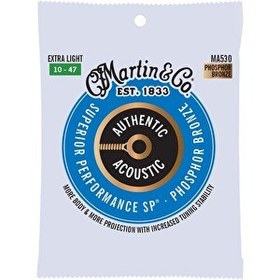 Resim Martin & Co MA530 SP Phosphor Bronze Akustik Gitar Telleri (Ultra Light 10-47) 
