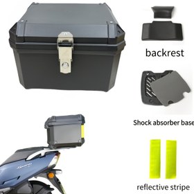 Resim 45-Liter PP Plastik Motosiklet Bagajı Şok Emici Su Geçirmez Taban, Ayarlanabilir Kayış ve Rahat Sırt Desteği ile - Motosiklet Modifikasyonu, Depolama ve Kask Organizasyonu için İdeal - for BMW ve Yamaha Markaları ile Uyumlu - Bisiklet Aksesuarı | Şık Siyah Bitiş | Dayanıklı PP Malzeme, Motosiklet Kargo Çantası 