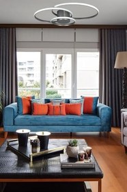 Resim Sole Modern Tasarım Salon - Mutfak - Hol Beyaz Led 3 Lü Avize (Gri) 