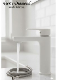 Resim 5512-1 Lavabo Bataryası Sabit Banyo Lavabosu Musluğu Musluk Armatür Beyaz Siyah Gold Krom Renkler Beyaz 
