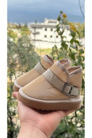 Resim ÖZDE shoes Kışlık içi kürklü suya dayanıklı paraşüt kumaş ultra rahat cırtlı tokalı çocuk botu 