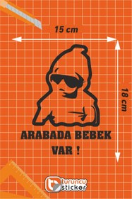 Resim Turuncu Sticker Arabada Bebek Var Cam Sticker 15x18 Cm 