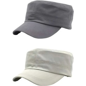 Resim Uniquetrenders Unisex Pamuklu Castro Şapka 2 Adet Gri Bej Bej - Gri 