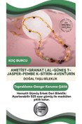 Resim OSMANLI DOĞAL TAŞ Koç Burcu Doğal Taş Natürel Makrome Kolye-ametist-granat Lal-güneş T-jasper-pembe K-sitrin-aventurin 
