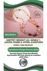 Resim OSMANLI DOĞAL TAŞ Koç Burcu Doğal Taş Natürel Makrome Kolye-ametist-granat Lal-güneş T-jasper-pembe K-sitrin-aventurin 