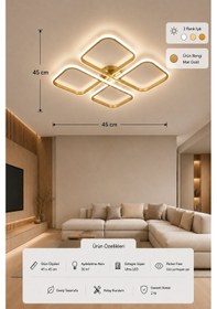 Resim Nuvo Led Plafonyer Avize 3 Renk Kumandalı Eskitme 
