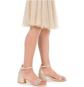 Resim Kiko Kids Nobe Günlük Kız Çocuk 4 Cm Topuklu Sandalet Ayakkabı Altın Altın 