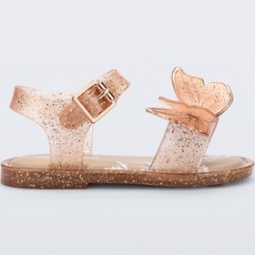 Resim Mini Melissa Fly Sandal III Kelebek Aplikeli Simli Bej Kız Bebek & Çocuk Sandaleti | 22-30 Numara | Melflex® Vegan | İkonik Kokulu 