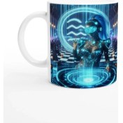 Resim Kova Burcu Baskılı Kahve Kupası - Zodyak Maskeli Balo Vs4 