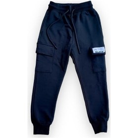 Resim Ekkokids Çocuk Beli Paçası Lastikli Black Yazılı Eşofman Alt-13382-siyah Siyah 