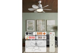 Resim Yeni 2ın1 Goes LED Işık ve Fan Sessiz 3 Renk Modu ve 3 Hız Modu Kumandalı Tavan Vantilatörü 