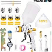 Resim TEMPS DETIR HVLP Püskürtme Tabancası Kiti, 1.4/1.7/2.0mm Nozullar, 10 Boya Filtreleri, Hava Regülatörü, 600cc Kupa - Pnömatik Yüksek Atomizasyon Aracı, Otomobil Primeri, Duvar, Mobilya Boyama, Çeşitli Bileşenler, Pil Gerektirmez 