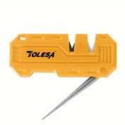 Resim TOLESA 3'ü 1 arada mini cep bıçak bileme makinesi elmas bileme çubuğu ile, düz ve dişli bıçakları bilemek için, karbür ve seramik taş bileme makineleri, katlanabilir, ip asılabilir, açık hava avcılık bıçağı ve kanca 