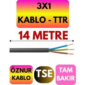 Resim Öznur 3x1 Ttr Kablo Siyah Metre Seçenekli - 14 Metre 