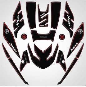 Resim Yamaha Xmax 2014-2017 Full Body Kit Sticker Pad Siyah Kırmızı 