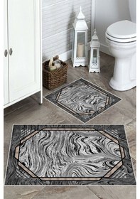 Resim Siyah-beyaz Kaymaz Taban Banyo Paspası C-2085 çok renkli 