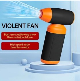 Resim Xuweiwei Jkuoo Taşınabilir Türbin Fan Type A Fırçasız Motor Jet Motoru 54m S Hava Akışı Şarj Edilebilir Pil Yüksek Hızlı Elektrikli Üfleyici Portatif Güçlü Kar Üfleyici Bbq Araçlar Bilgisayarlar İçin Turuncu Siyah Tasarım 