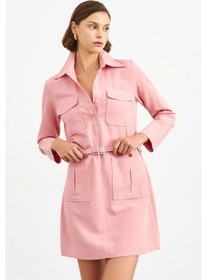 Resim Stella Pulvis Pembe Örgü Kemerli Tunik Elbise Pembe 