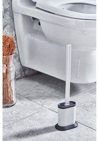 Resim İndecor Houseware Antibakteriyel Silikon Uçlu Tuvalet Fırçası Seti - Tuvalet Ve Klozet Temizleme Fırçası - Beyaz 