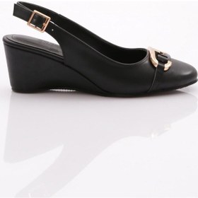 Resim Dgn 24317 Kadin Arkasi Açik Dolgu Topuklu Ayakkabi 24317-2428-R1534 Siyah 