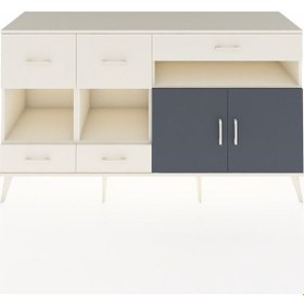 Resim Hyperion Konsol 4 Raflı 5 Çekmeceli 2 Kapaklı 176x44x99 Aytaşı-antrasit/aytaşı Aytası/antrasıt - Aytası 