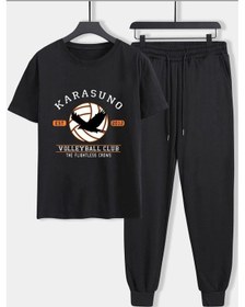 Resim Unisex Karasuno Baskılı 2'li Eşofman Takımı Siyah 