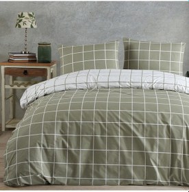 Resim %100 Pamuklu Tek Kişilik Nevresim Takımı 160x220 2 Yastık Kılıflı Lastikli Çarşaflı 120x200+30 Zeytin Yeşili 