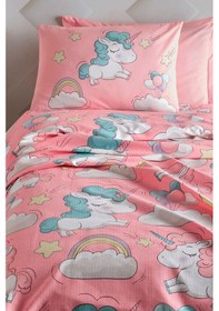Resim Enlora Home Pike Seti Baskılı Tek Kişilik Unicornio Pembe 