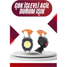 Resim 7 Modlu Mini LED Lamba Anahtarlık USB Şarjlı Kamp Için Taşınabilir 