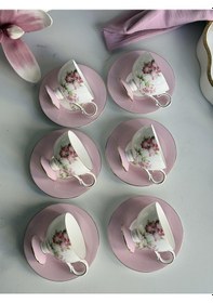 Resim Türk Kahve Fincanı Blossom 6 Kişilik 12 Parça Renkli 