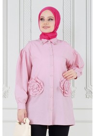 Resim Sevitli Önü Gül Detaylı Tunik-pembe-3635-pembe Pembe 