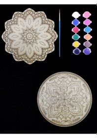 Resim Mandala , 20 Cm 2'li Ahşap Hobi Boyama Setleri Model 4 