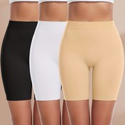 Resim 3 adet Katı Dikişsiz Yüksek Bel Karın Kontrol Boyshorts, Basit Rahat Nefes Alabilir Esnek Intimates Külot, Kadın İç Giyim ve İç Giyim 
