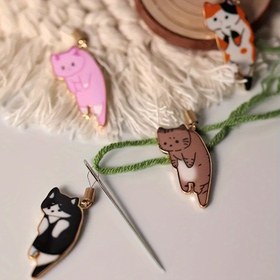 Resim 1 adet Sevimli Manyetik Kedi İğne Geçirici - Moda Nakış & Dikiş Aksesuarı, Renkli Kedi Tasarımlı Metal, El Sanatları İçin Mükemmel Hediye, Dikiş Depolama 