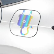 Resim Elektirikli Araba Şarj Etiketi Yapıştırması Depo Kapağı Uyarısı 13 cm Hologram 