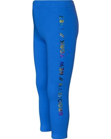Resim Lovetti Saks Kız Çocuk Janjan New York Baskılı 40/1 Şardonlu Interlok Tayt 6603S018 Saks Mavi 