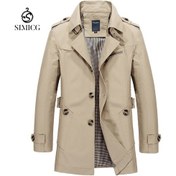 Resim Erkek Sonbahar/kış Günlük Orta Uzunlukta Saf Pamuklu Yıkanmış Trençkot Haki 