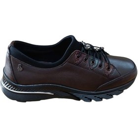 Resim Palovit 027 Kadın Hakiki Deri Lastikli Düz Taban Comfort Günlük Ayakkabı Kahve Krem 